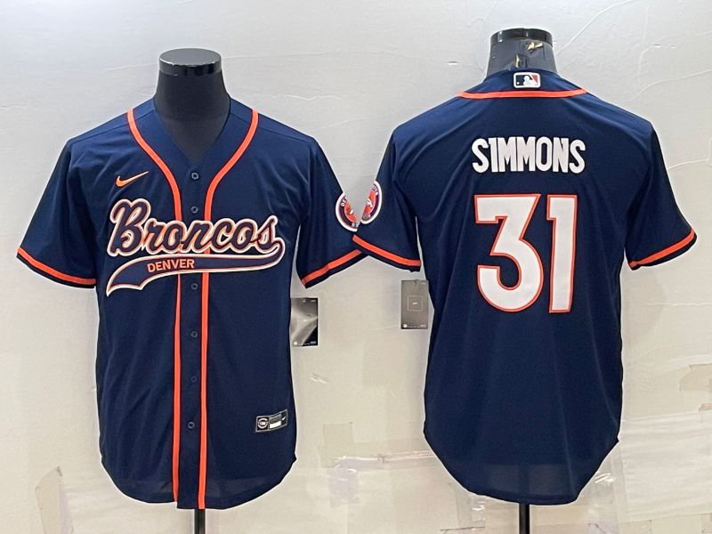 Men Denver Broncos #31 Simmons Blue 2022 Nike Co branded NFL Jersey->denver broncos->NFL Jersey